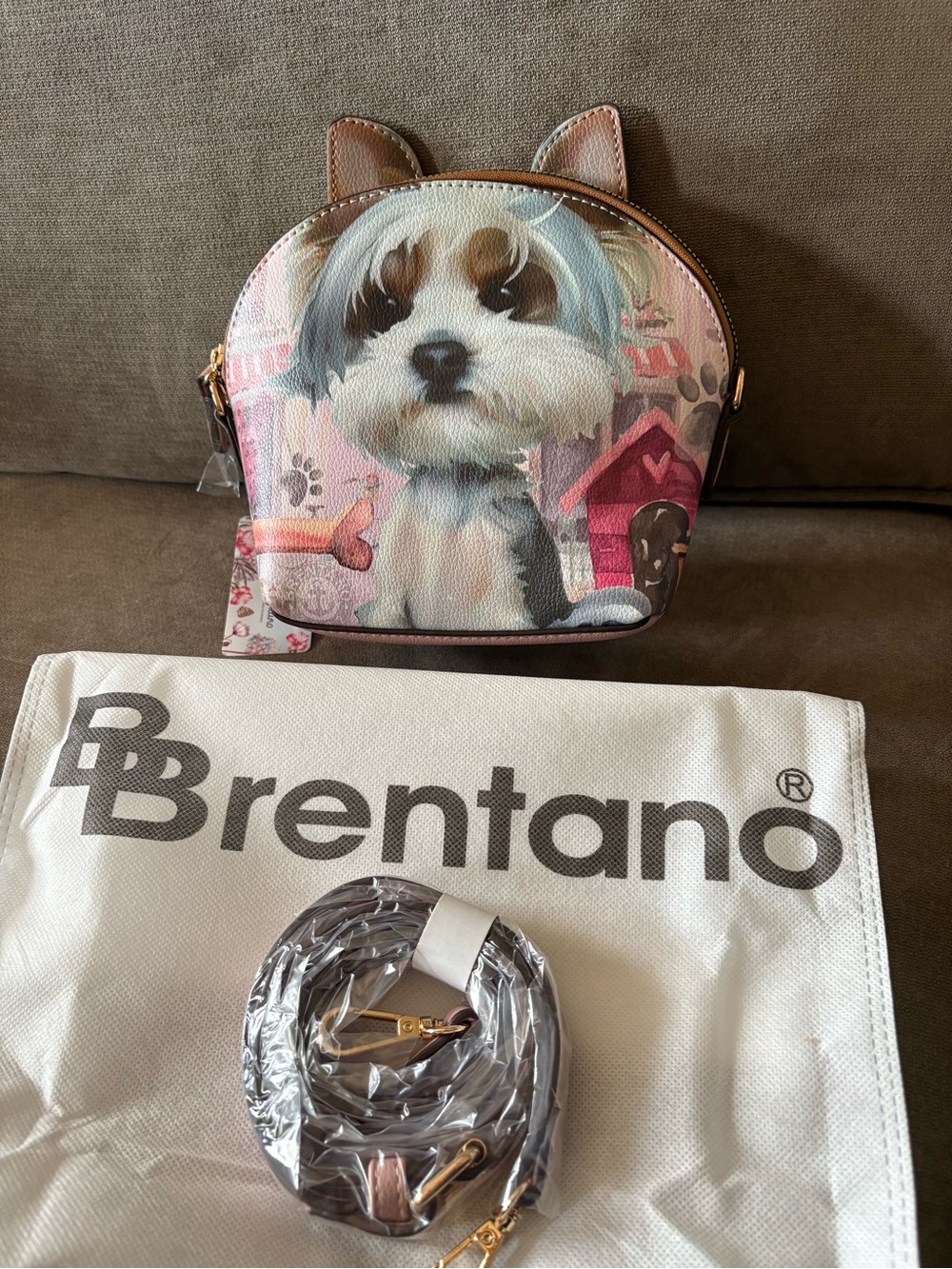 Brentano Pink Dog Print Crossbody Bag